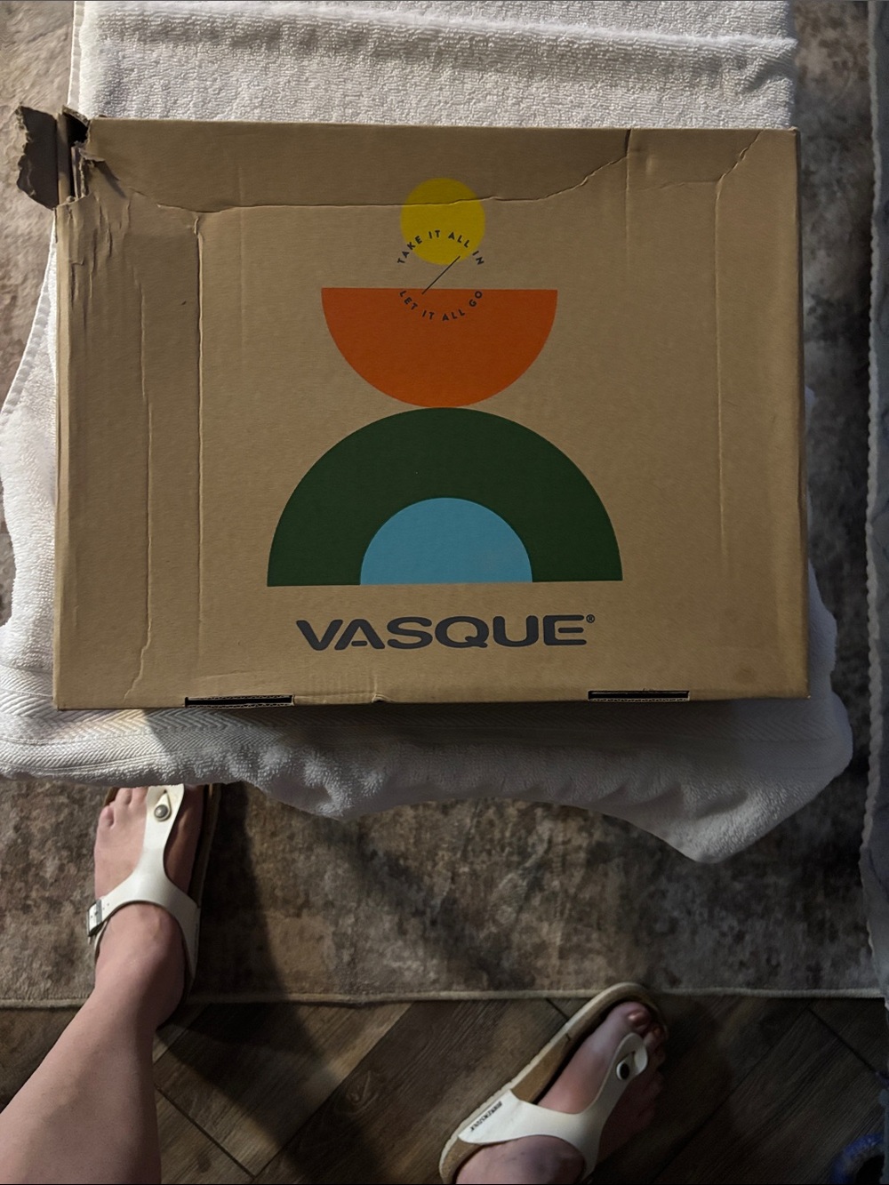 Vasque Decorative Box with Green, Blue, Orange & Yellow Graphic